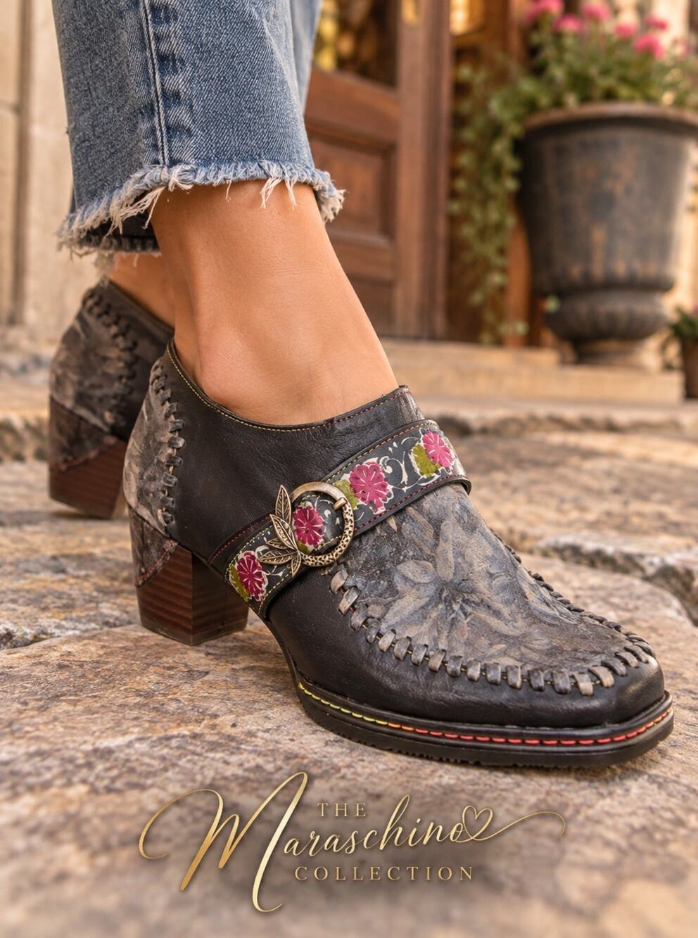 L’Artiste Spring Step Folk Artisan Whimsigoth Shootie Leather Floral Boho Size 9
